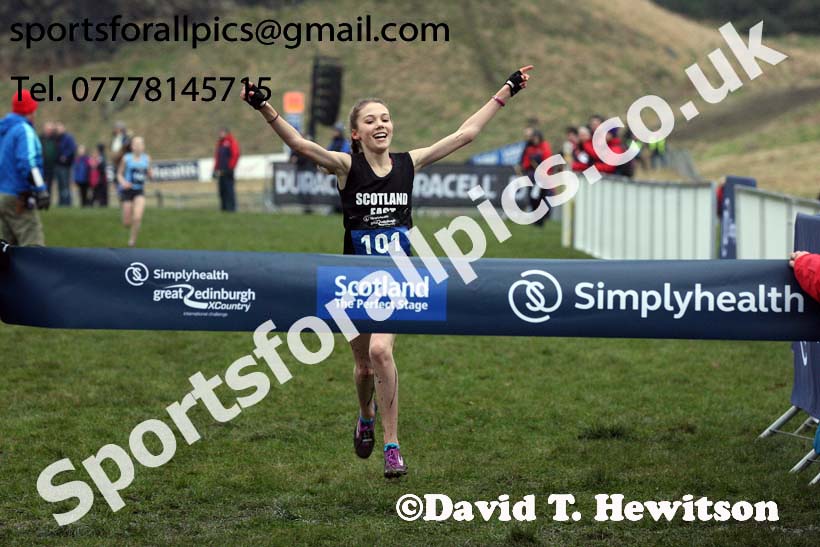 Inter District under-15 girls, 2018 Simplyhealth Great Edinburgh International XCountry. Photo: David T. Hewitson/Sports for All Pics